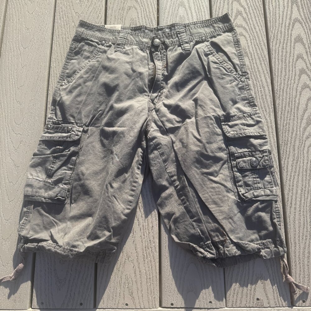 Free Planet Mens Gray Cargo Shorts Cotton Sz 32